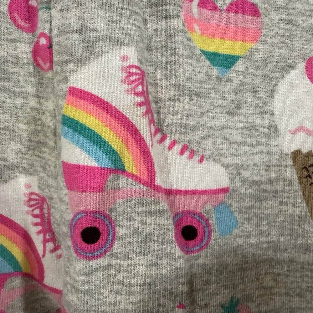 Girls PLACE XL 14 Grey Ice Cream Roller Skate Cherry Leggings